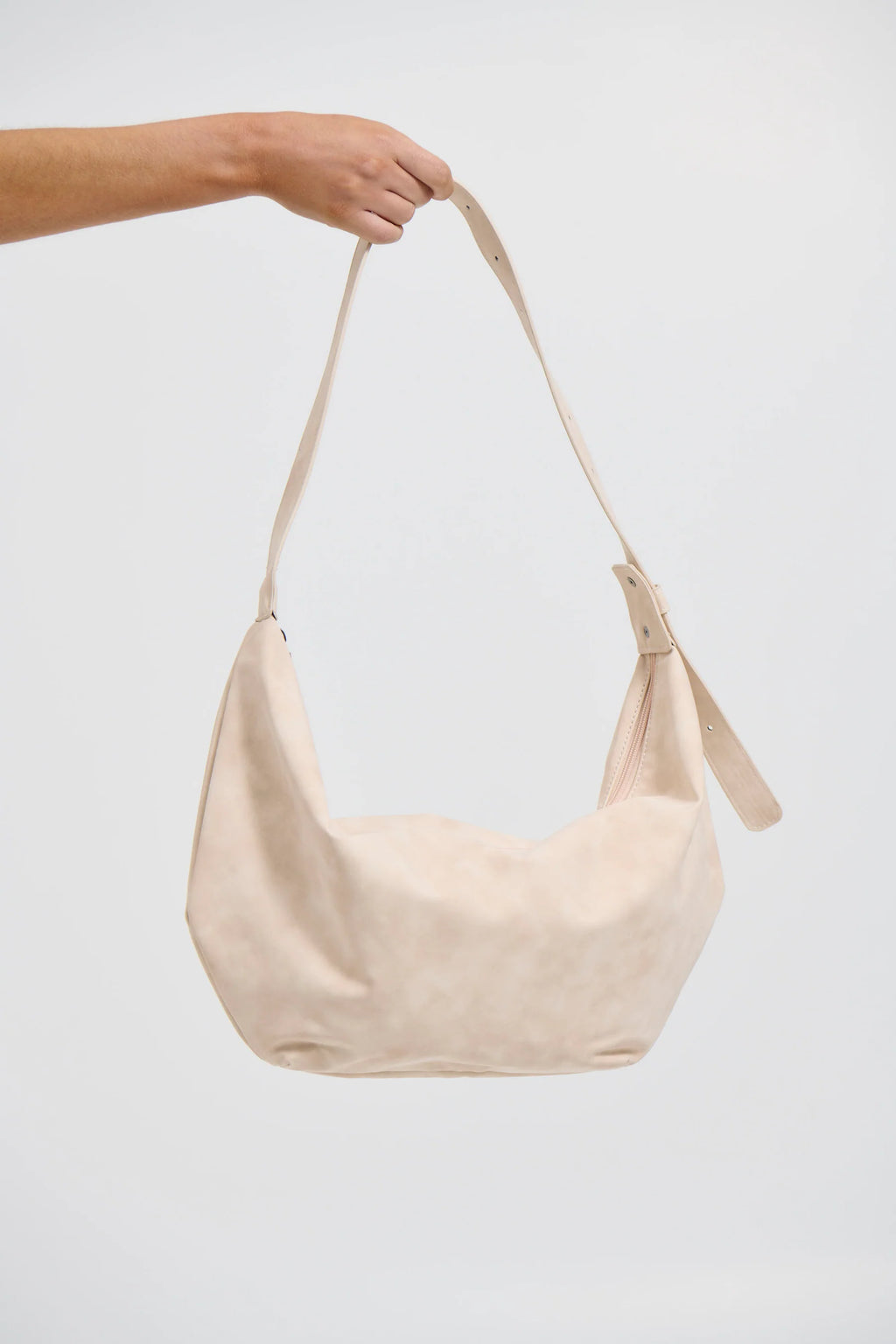Medium Sand-Colored Crescent Handbag/Shoulder Bag