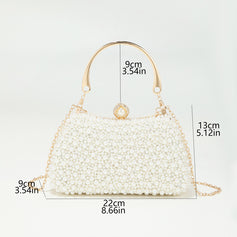 Ivory Pearl-Embellished Evening Clasp Clutch