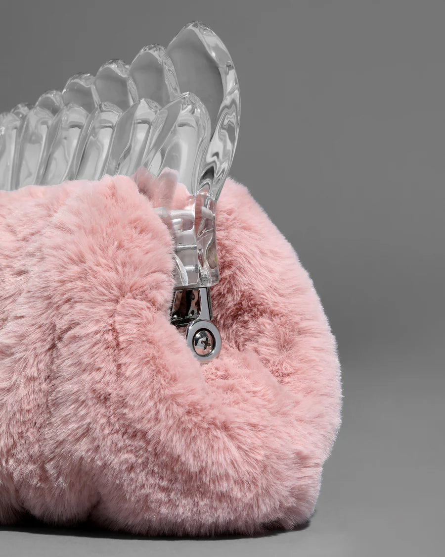 Dusty pink plush clutch