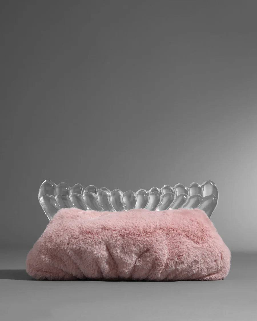 Dusty pink plush clutch