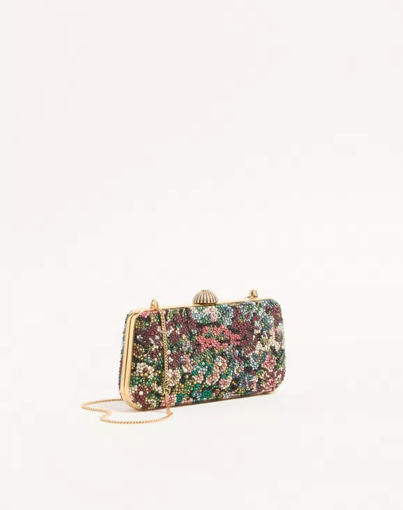 Crystal hard-shell chain shoulder bag