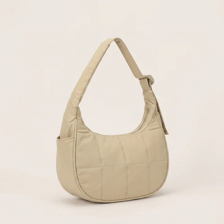 Quilted Nylon Crescent-Shaped Everyday Commuter Shoulder Bag