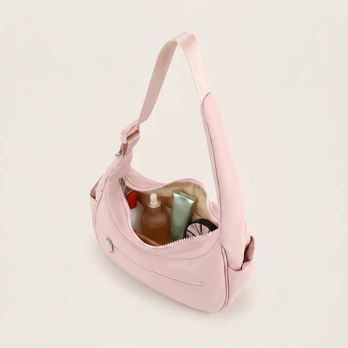 Quilted Nylon Crescent-Shaped Everyday Commuter Shoulder Bag