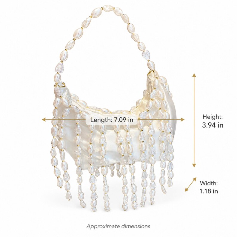 Ivory pearl-embellished evening bag