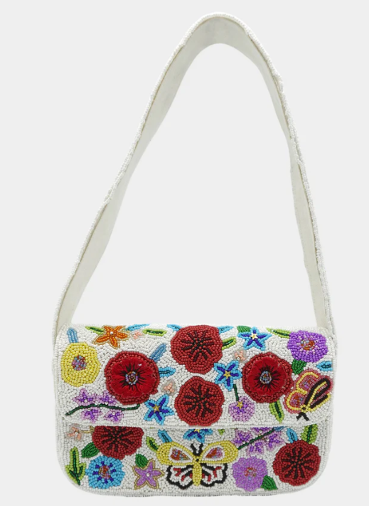 Floral Beaded Shoulder Bag