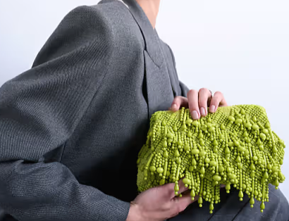 Green beaded clutch