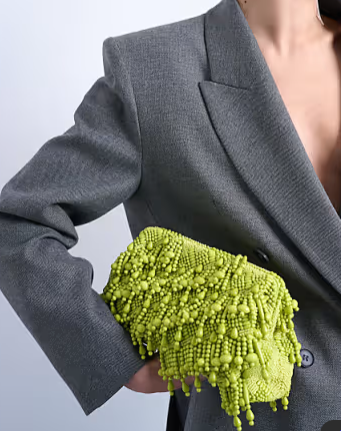 Green beaded clutch