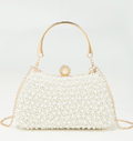Ivory Pearl-Embellished Evening Clasp Clutch