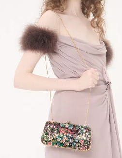 Crystal hard-shell chain shoulder bag
